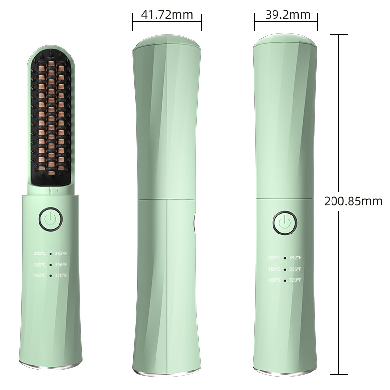 Peine Alisador de Cabello con Iones Negativos Transfronterizo, Rizador de Doble Uso, Plancha de Cabello Inalámbrica, Mini Peine Eléctrico, Peine Alisador de Cabello al por Mayor