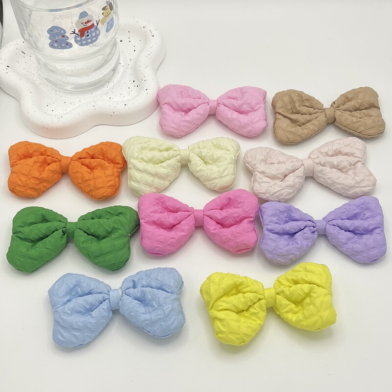 Korean-Style Candy-Colored Three-Dimensional Cotton-Filled Bow Pleated Fabric Decorative Knot for Children's Clothing, Hats, Shoes, and Accessories Korean-Style Candy-Colored Three-Dimensional Cotton-Filled Bow Pleated Fabric Decorative Knot for Children's Clothing, Hats, Shoes, and Accessories