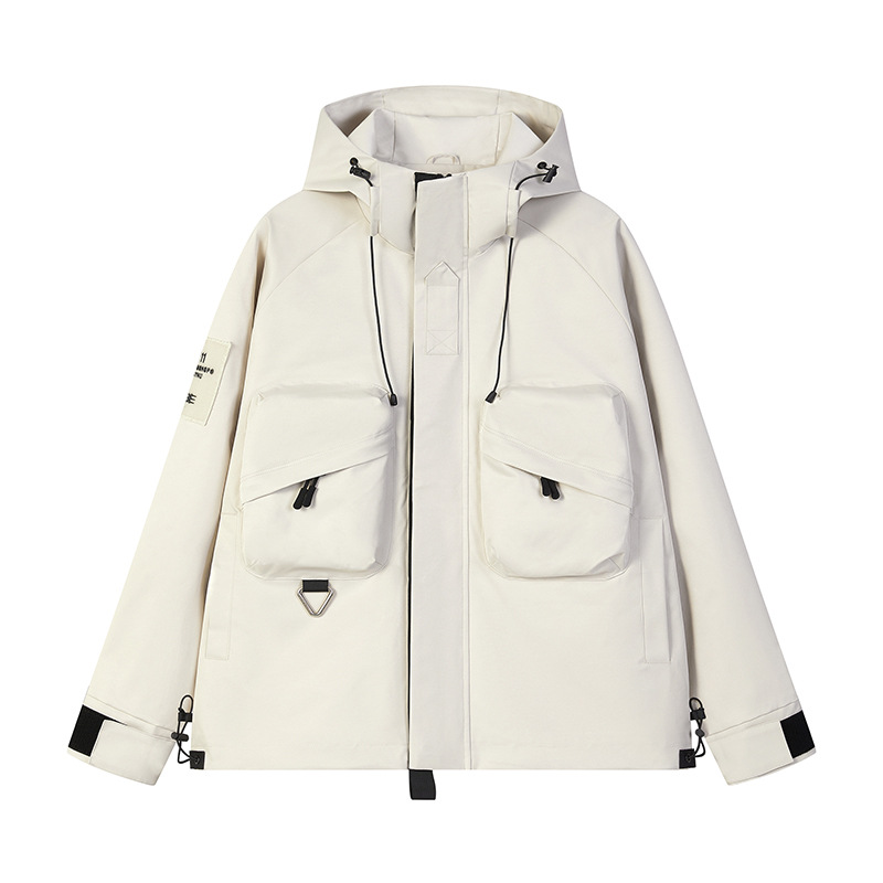 Herenkleding Unisex waterdichte windjack - Outdoor werkkleding stijl capuchon regenjas voor mannen en vrouwen (zwart, legergroen, camouflage)_voghion.com