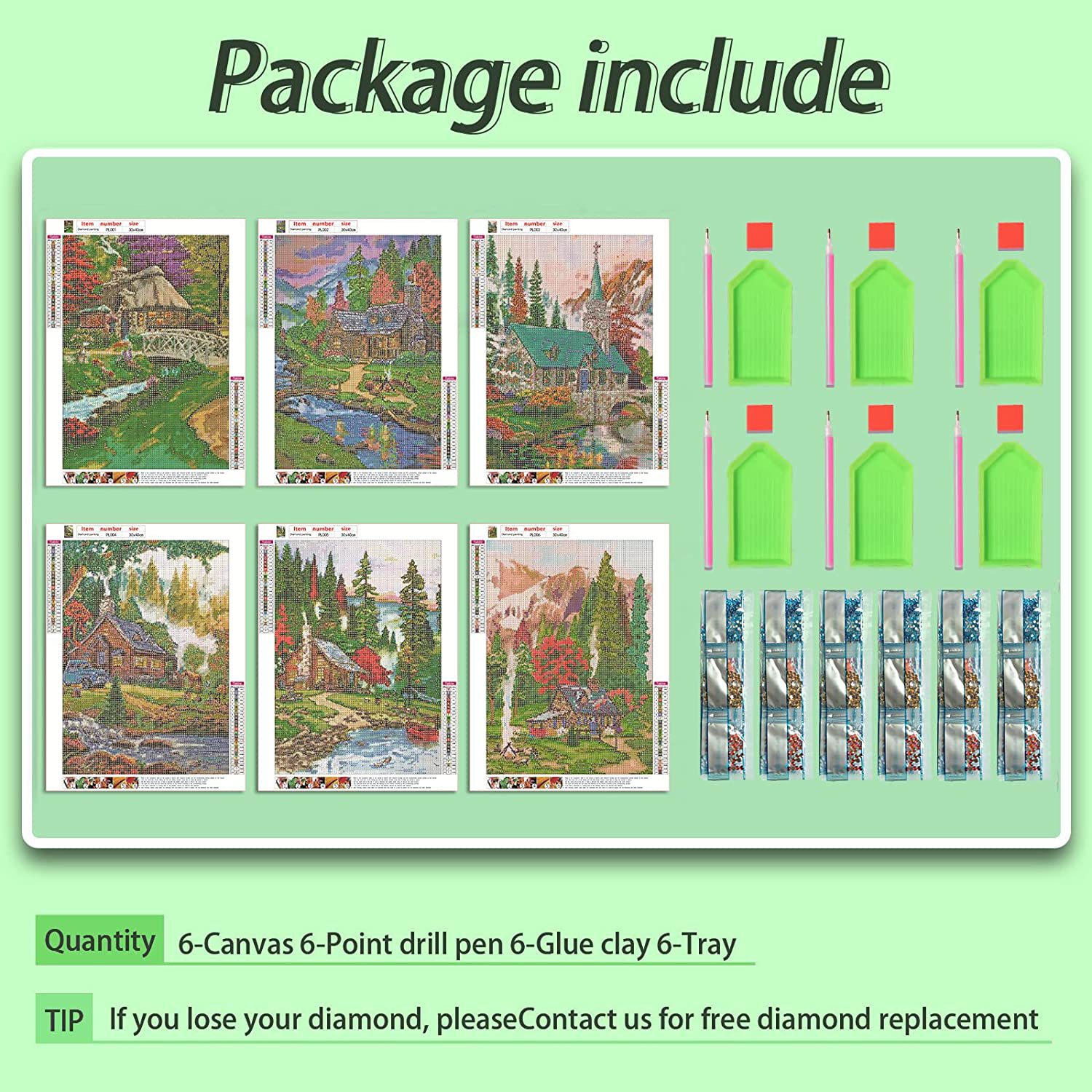 Juego de 6 piezas de pintura de diamante 5d pintura de mampostería diamante cuadrado completo diamond painting Amazon estilo caliente TEMU