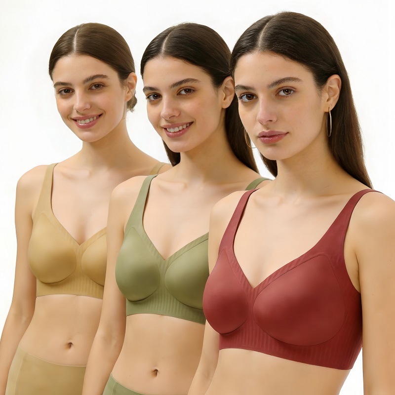 Seamless V-neck Bra For Women - Comfortable Wireless Support_voghion.com