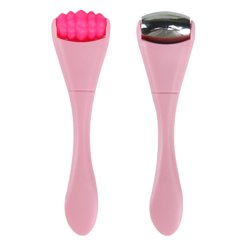 Crema para los ojos de acero inoxidable máscara para los ojos palo de importación palo de silicona palo de masaje facial con pala rodillo de doble cabeza traje de palo de belleza