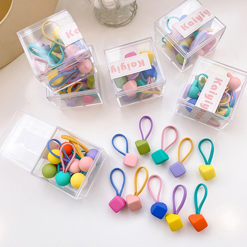 Boxed Korean girl's headband small rubber band baby cute candy color hair accessories high elastic hair rope children's hair band