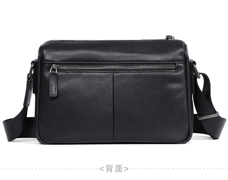 Túi đeo chéo nam da bò thật dạng hộp nhỏ 29×11×17 cm — Màu đen chi tiết 12