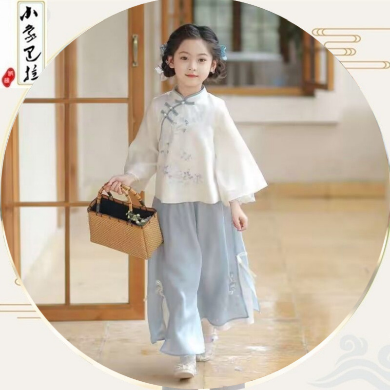 Uşaq üçün ənənəvi Çin Hanfu və Qipao kostyumu, şifon