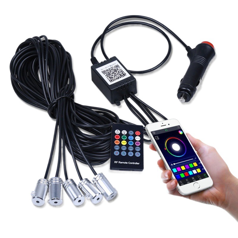 Nueva APLICACIÓN DE TELÉFONO MÓVIL control remoto inalámbrico RF colorido Luz Fría guía de luz de la lámpara LED del coche que cambia de color luz decorativa