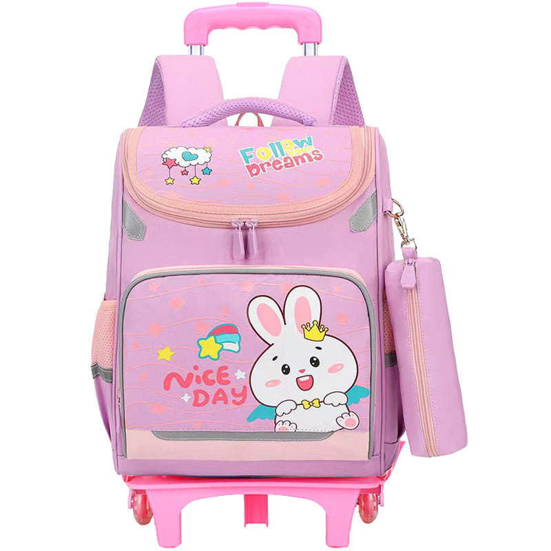 Nuevo diterano Escuela Primaria estudiante carro mochila niños y niñas Grado 1-3-4 ligero de seis ruedas subir escaleras con ruedas