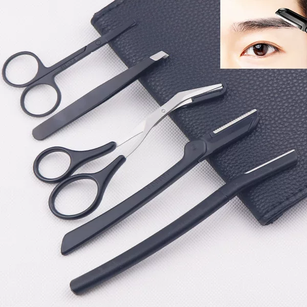 Eyebrow Trimming Multi-Piece Set, Stainless Steel Eyebrow Trimming Tools, Eyebrow Razor with Comb, Eyebrow Trimming Scissors, Beginner's Eyebrow Shaving Tool, Eyebrow Trimming Set
