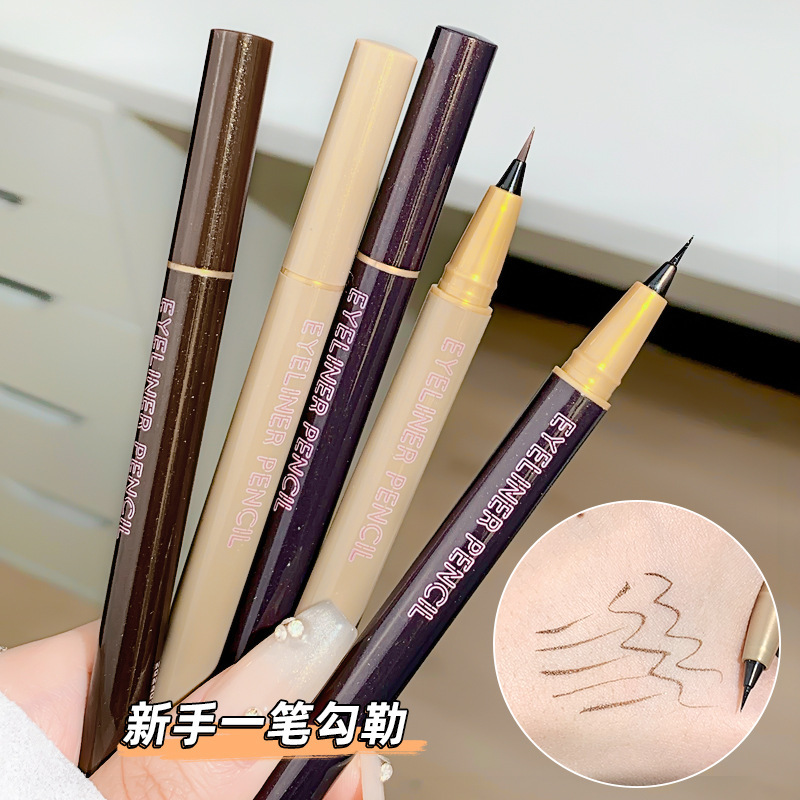 Xixi Lingmu Fine Eyeliner Pen with a Natural Slim Tip, Not Easy to Smudge, Easy for Beginners to Use, One-Stroke Application for Students