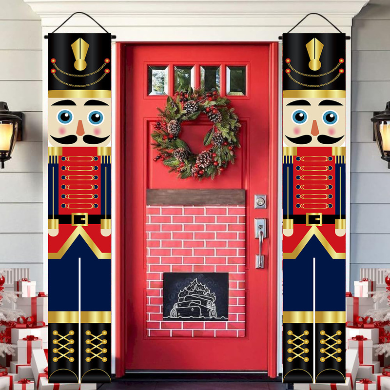 クロスボーダー新しい兵士モデルクリスマスカプレットホリデーパーティー装飾ドアカーテンパーティー吊り旗クリスマスカプレット|undefined