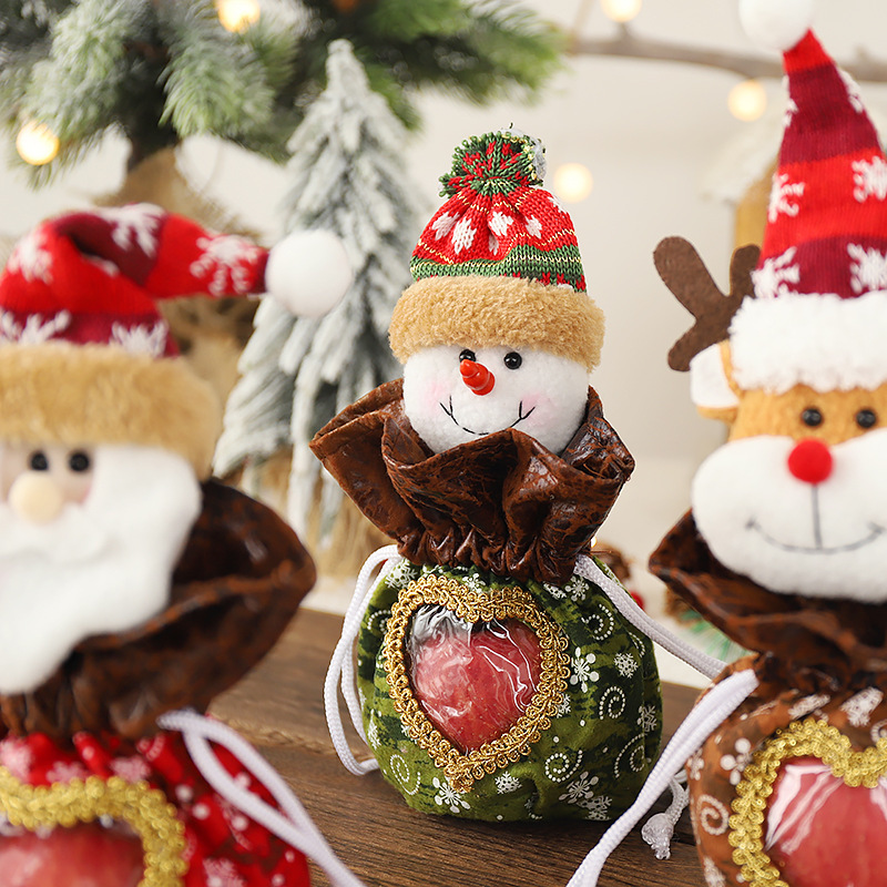 Transfronterizo nueva decoración navideña de dibujos animados transparente Apple bolsa de dulces bolsa de regalo bolsa de Navidad