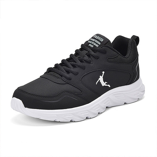 Autumn Black Rubber-Soled Sport Synthetic Leather Low-Top Mesh Self-Inspected Round-Toe Color-Matched Men's Shoes