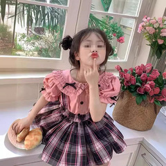 女童夏季jk半身裙2024新款套裝女寶寶蓬蓬裙幼兒園學院風兩件套潮