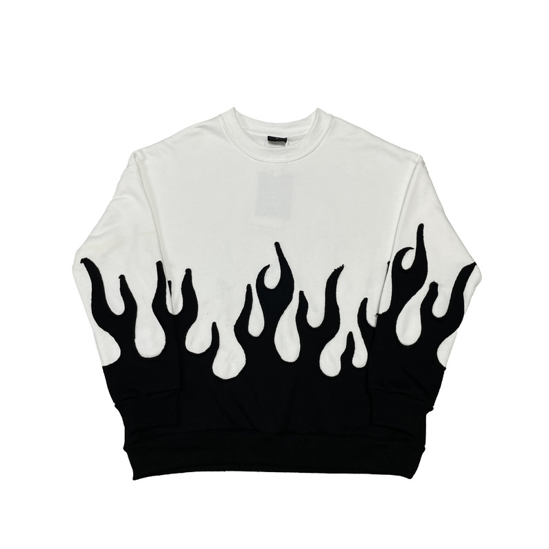 Men's Hong Kong-style Trendy Casual Printed Sweater Pullover Crewneck Jacquard Sweater Spring and Autumn Long Sleeve T-shirt Base Shirt