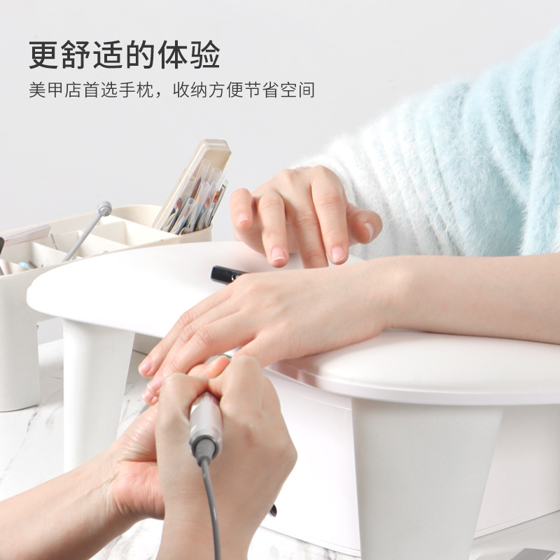 Almohada de mano de manicura de dos manos U1 transfronteriza Soporte extraíble portátil Diseño de inclinación Piel de PU Almohada de mano multifuncional cómoda