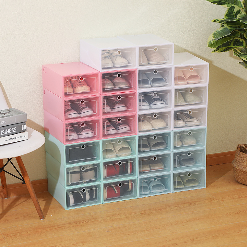 Transparent Storage Box Dormitory Home Shoe Storage Artifact Plastic Flip-Top Dust-Proof Shoe Box Combination Shoe Rack Wholesale