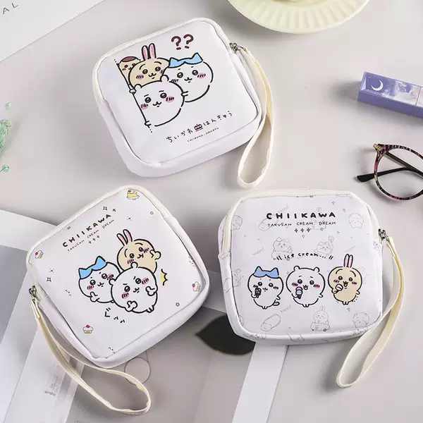 Cute Cartoon Kawaii Menstrual Period Napkin Pouch, Portable Sanitary Napkin Storage Bag for Students, Women's On-The-Go Sanitary Pad Organizer