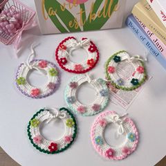 猫の犬の手作りの首輪夏の花の毛糸ペットの首のレースのマフラーのテディ比熊の首輪