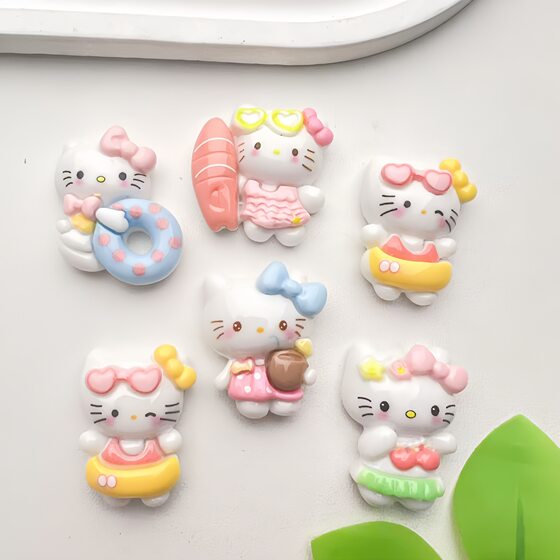 Cartoon Cat DIY Resin Accessories Handmade Hairpin Beaded Pen Mobile Phone Case Jewelry Material Cute Kt Cat Accessories