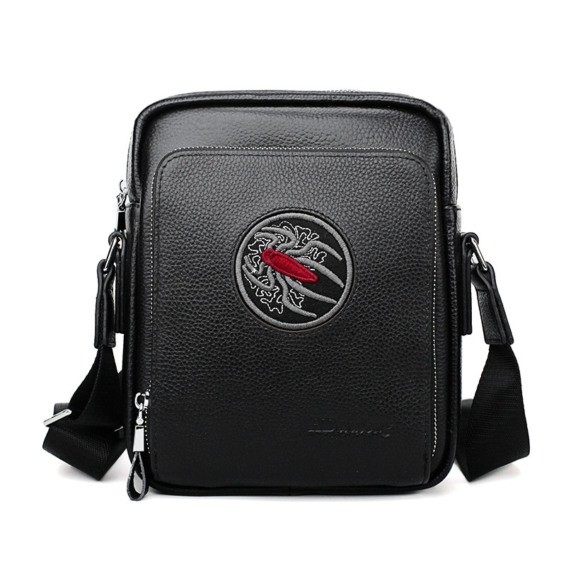 工厂直供男士单肩包鳄鱼纹男包头层牛皮小方包斜跨包刺绣压花胸包