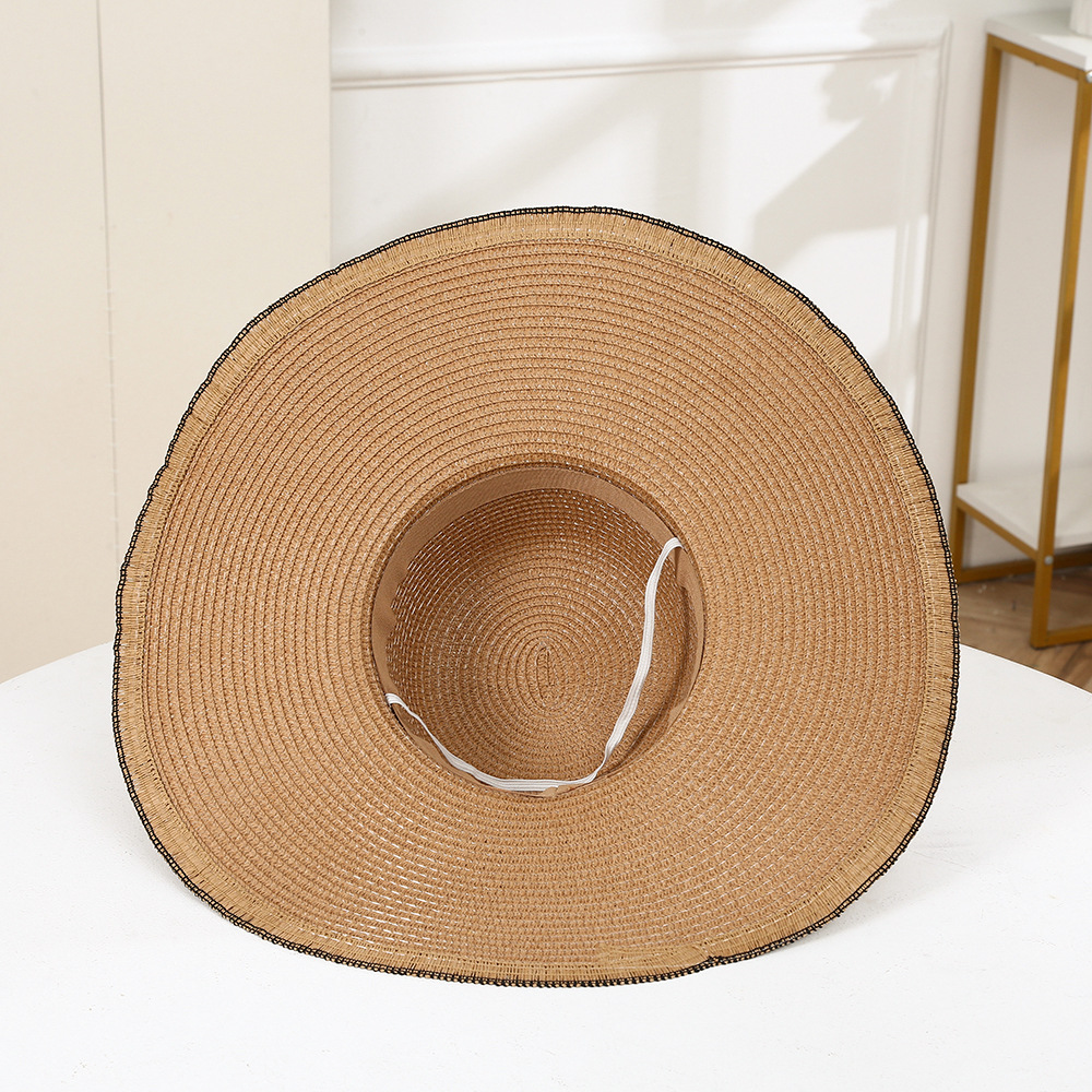 Women's Elegant Color Block Flat Eaves Straw Hat display picture 11