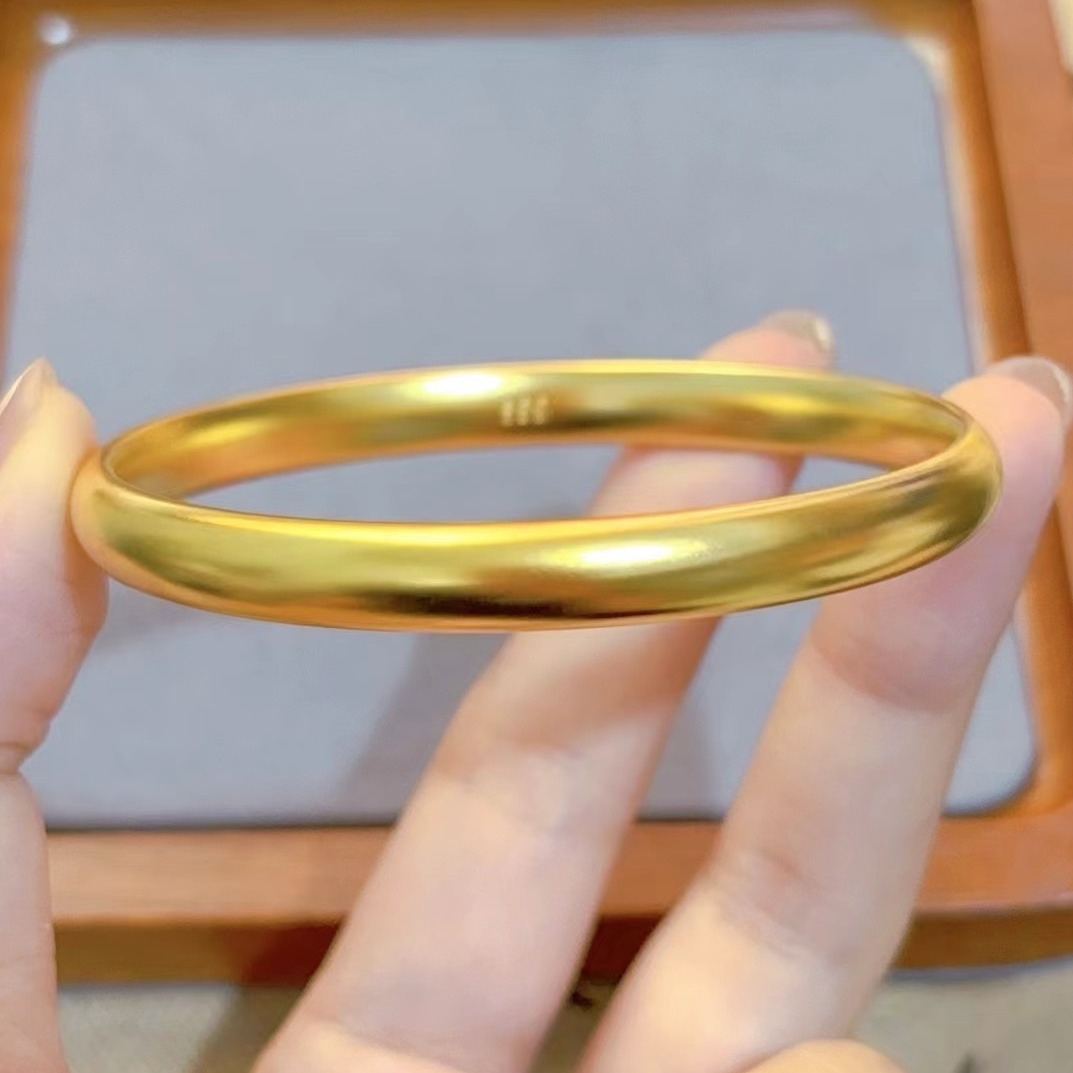 Bracciale antico francese da 7 mm con elemento circolare, eredità, solido, braccialetto da donna in oro sabbia vietnamita, trema dal vivo_voghion.com