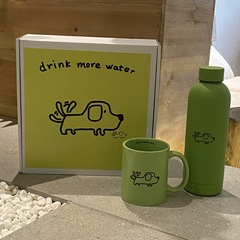 子犬ギフトカップセットステンレス保温カップハンドル付きセラミックマグカップ漫画カップル水カッププレゼント