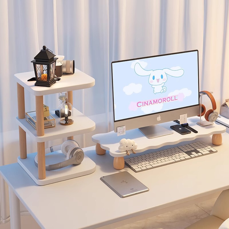 Desktop Computer Elevated Rack Monitor Bracket Office Workstation Display Rack Desktop Storage Rack