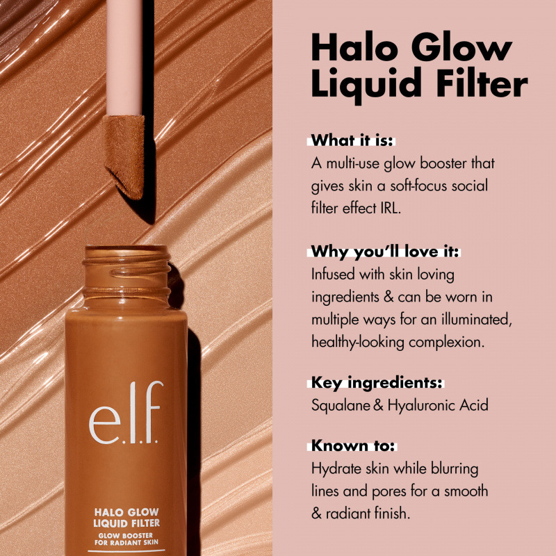 Elf Halo Glow Multi-purpose Facial Gloss Essence Foundation Liquid Maquillaje Permanente Pre-Makeup Lotion 31.5ml