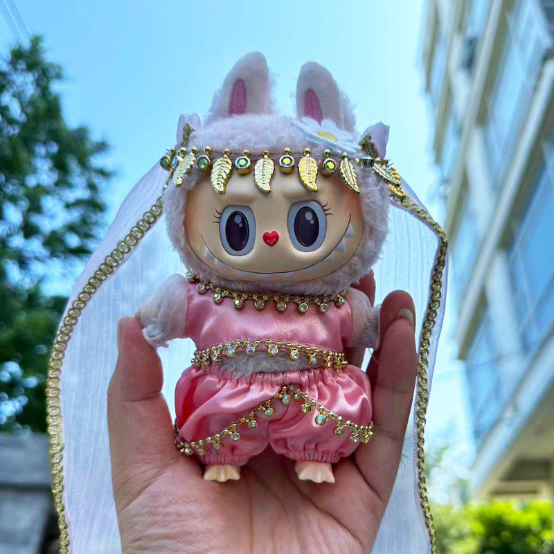 仅售衣服—Labubu娃衣17cm拉布布衣服心动马卡龙搪胶脸公仔娃直发|undefined