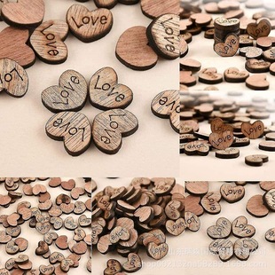 Source factory cross-border wooden love ornaments wood grain love heart