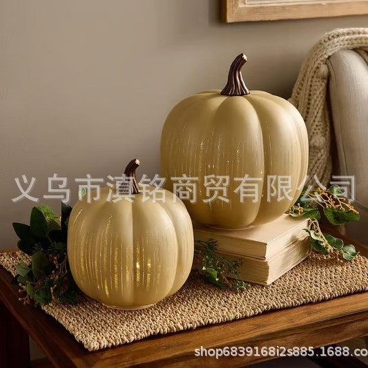 跨境热卖 Starry Night Glass Pumpkin Orange万圣节南瓜装饰摆件|undefined