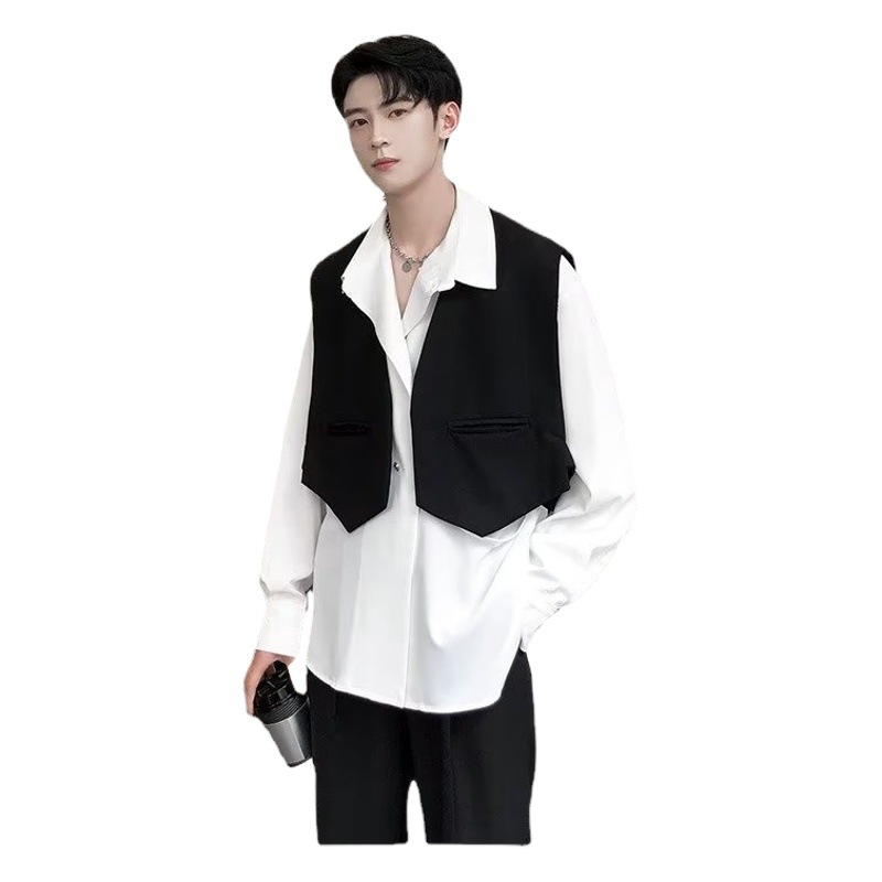 ショートスーツのベスト男の高級ファッションブランドのごろつきのかっこいいベストのデザイン感があります。