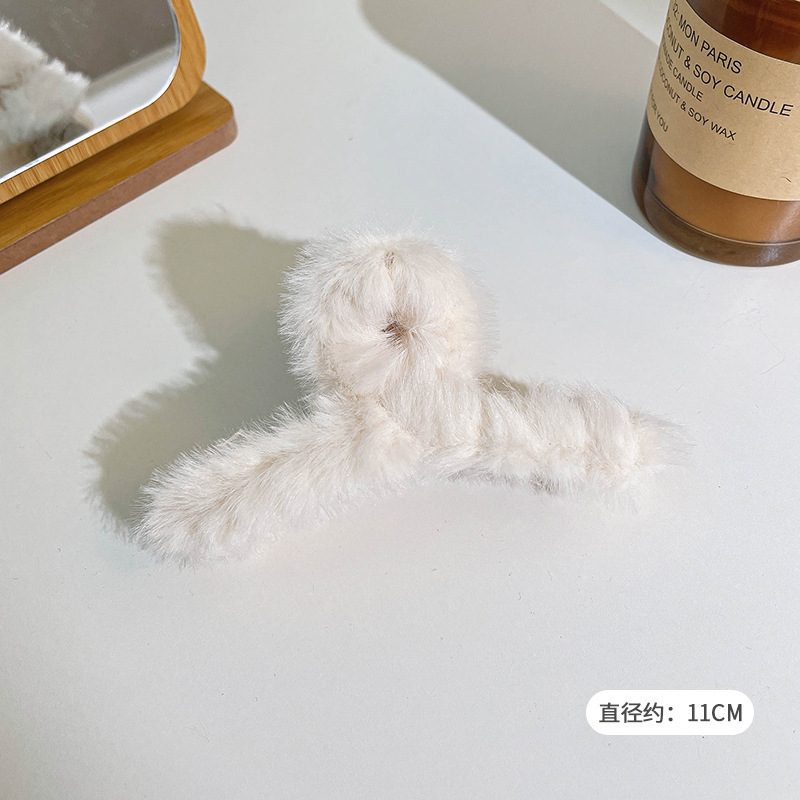 Otoño y invierno curry clip de agarre de cabeza grande clip de cabello tocado clip de tiburón 2025 nuevo peludo de gama alta agarre de cabello