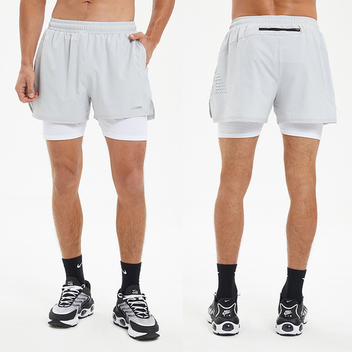 Amazon Men's Sportswear Wholesale 2024 New Running Shorts Two-Piece Set Training Pants Quick-Drying Fitness Pants