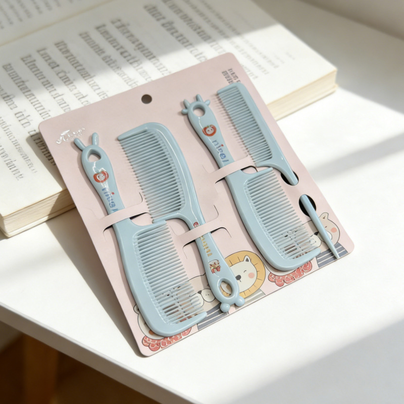 Cartoon Four-Piece Hair Comb Set with Cute Prints, Children's Comb, Fine-Tooth Pointed Tail Comb, Mini Portable Set Comb