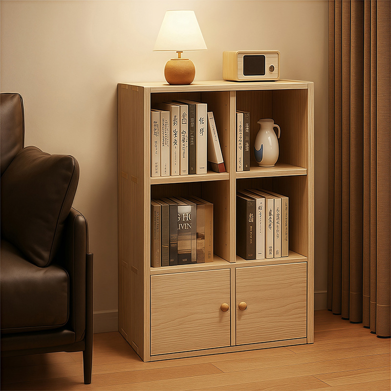 Gabinete bajo de madera maciza esquina de piso estantería estrecha gabinete lateral contra la pared estantería pequeña no ocupa espacio armario de almacenamiento simple