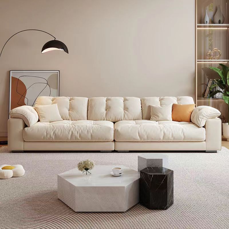 Cream Style Fabric Sofa Living Room Small Apartment Simple Modern Light Luxury Technology Cloth Straight Row Household Cloud Sofa
