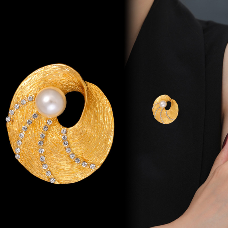 Vintage parel broche voor dames, elegant geometrisch accessoire_voghion.com