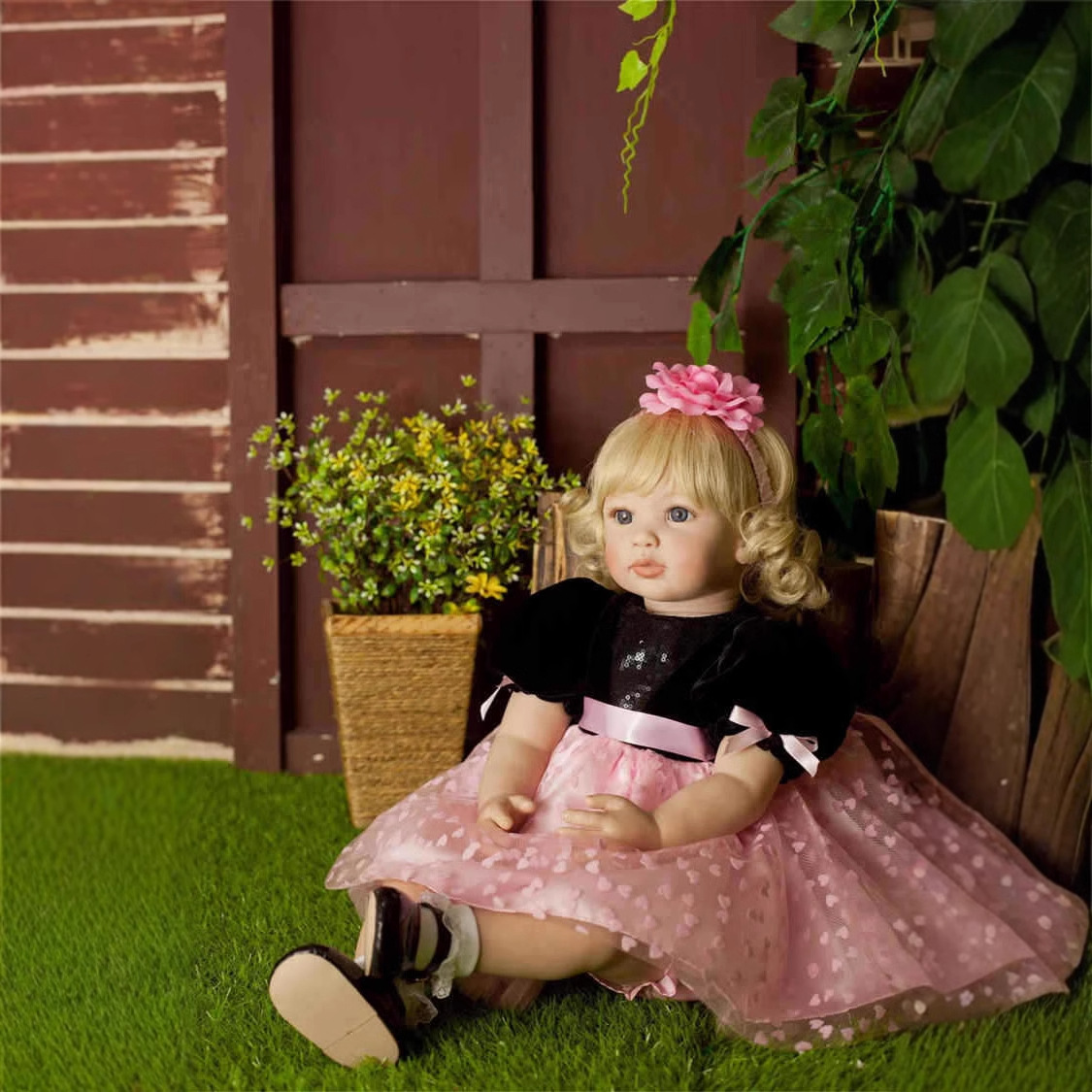 En stock reborn niño simulación linda princesa Pelo Largo muñeca regalo 60cm