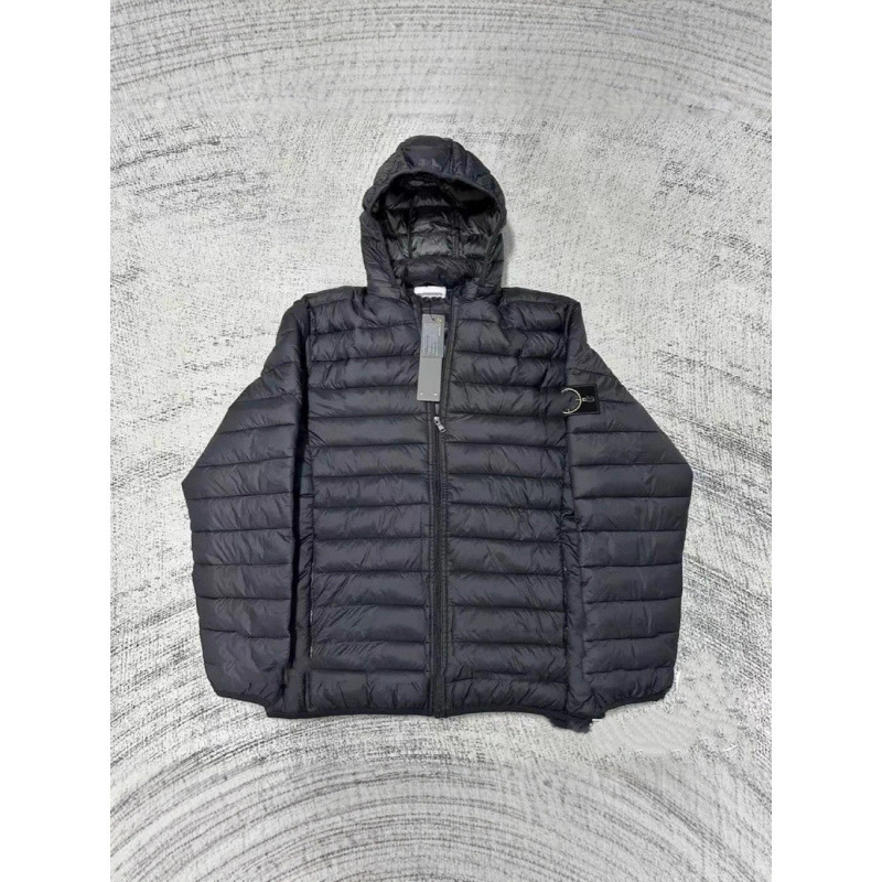 Cross-Border Stone Trendy Brand Classic Embroidered Patch down Jacket with Hood and Zipper, Unisex Cross-Border Stone Trendy Brand Classic Embroidered Patch down Jacket with Hood and Zipper, Unisex