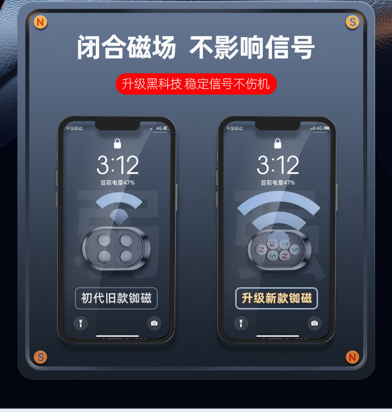 Car Foldableing Magnetic 360 Rotating Mobile Phone Holder with Alloy Super Strong Navigator Fixed Support Bracket Universal