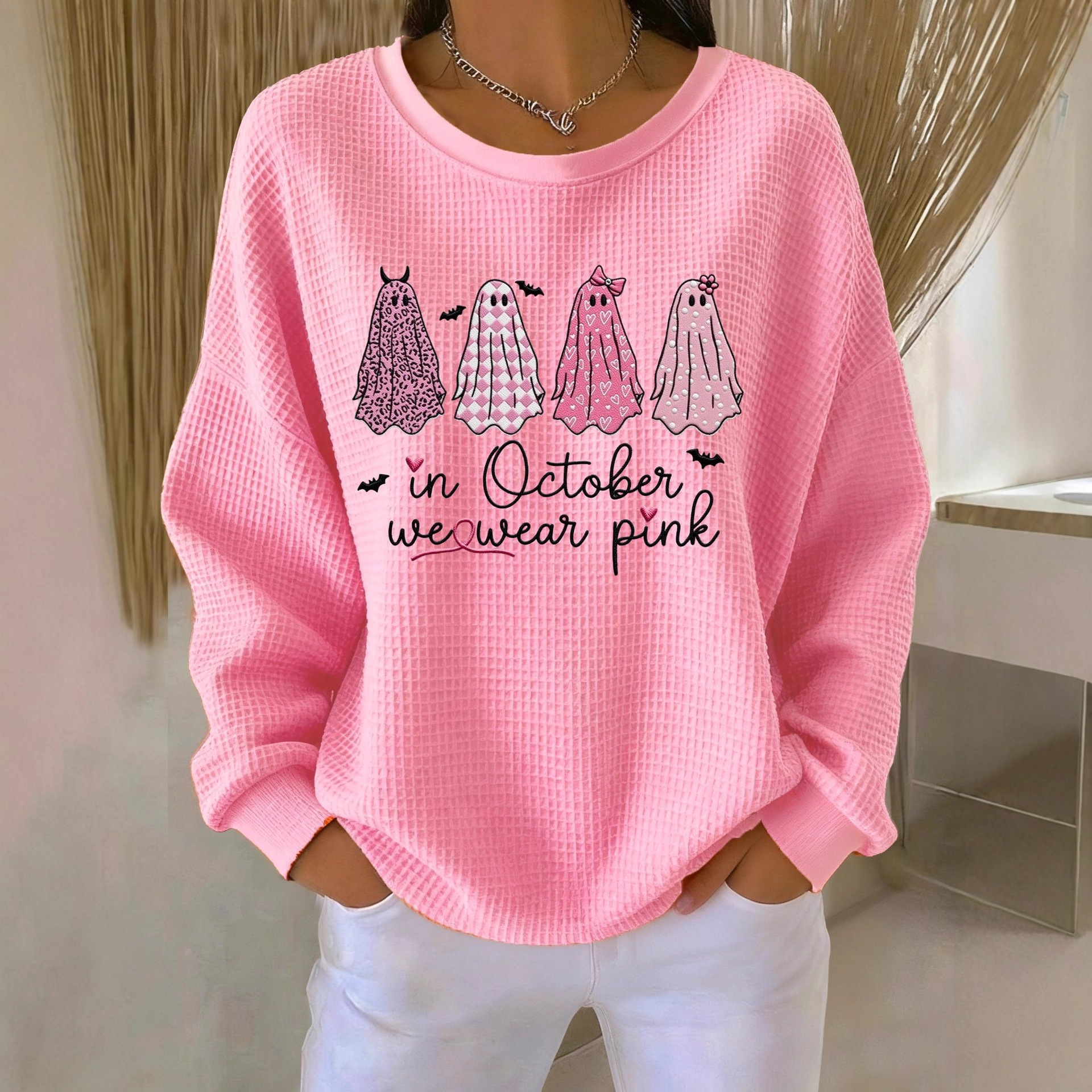 Amazon's Best Selling Long-Sleeved Women's New Loose Casual Autumn and Winter European and American Long-Sleeved Round Neck Sweatshirt Factory with Tags