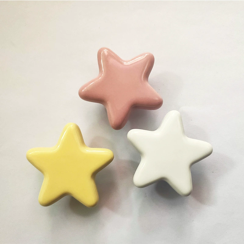 Star Shaped Ceramic Cabinet Knob Set Cute pastel star handles, 8 color options for furniture