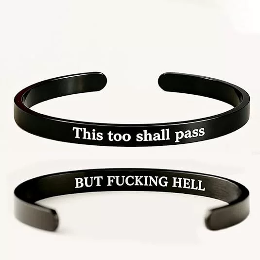 New European and American Cross-Border Jewelry but Fucking Hell Engraved Inspirational Bracelet with Hidden Message Encouragement Gift
