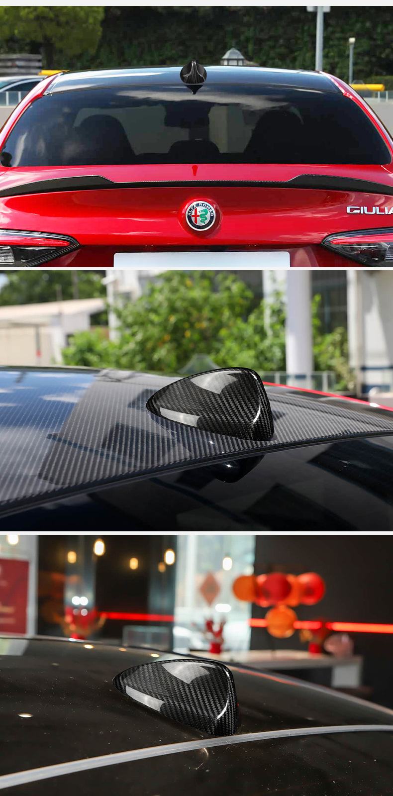 Suitable for 15-25 Alfa Romeo Giulia Shark Fin Antenna Cover Dry Carbon Fiber Upgrade Modification Parts