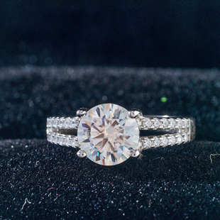 2 karat 8mmD Moissanite Ring Sterling Silver S925 Silver Belt GRA Moissanite Certificate Women's Ring Cross-border Hot Sale