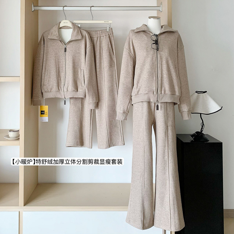 ”小暖炉”特舒绒加厚套装女秋立体分割剪裁显瘦三件套|undefined