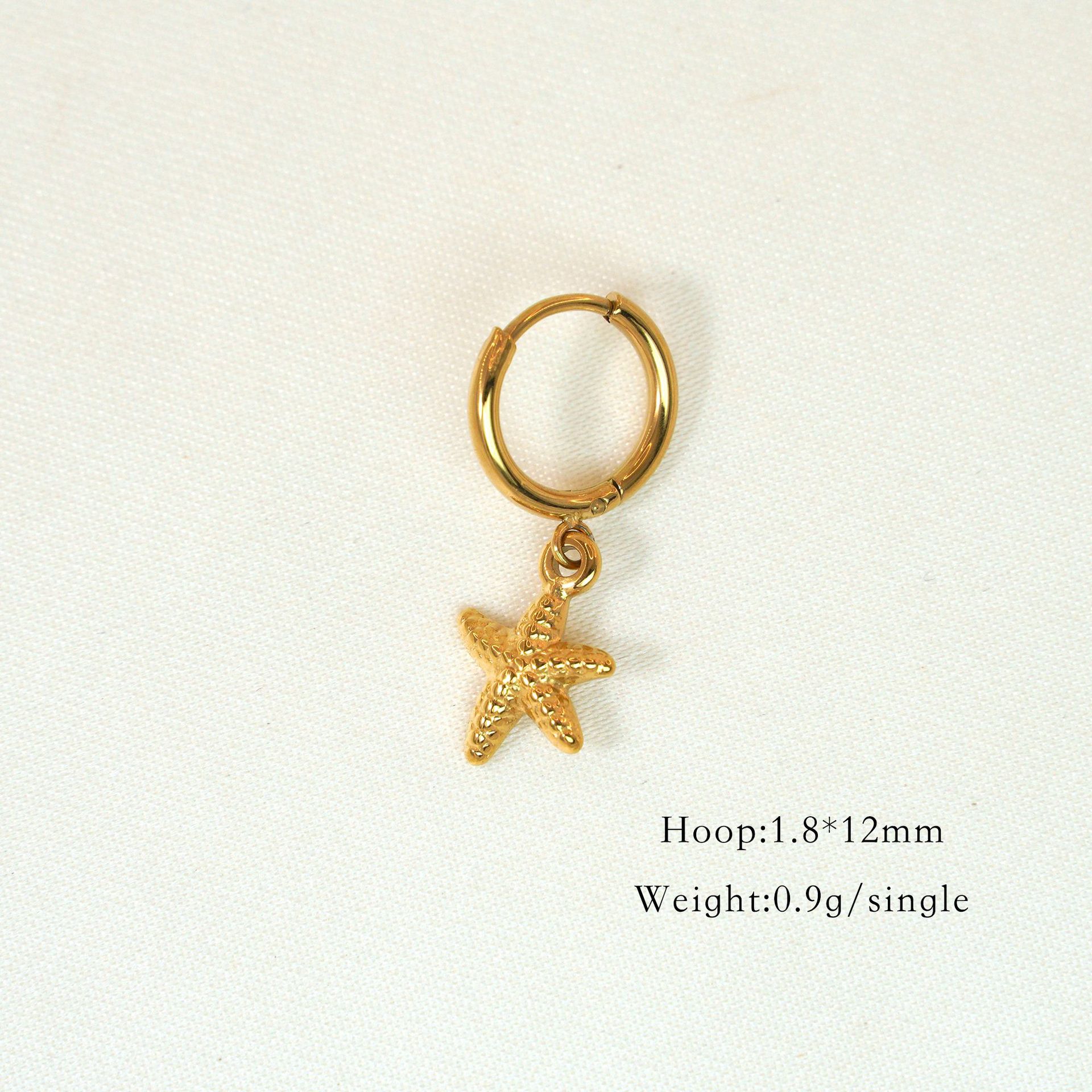 1 Pièce Style Vintage Style Classique Star Coquille Queue De Poisson Placage Incruster Acier Inoxydable 304 Agate Coquille Zircon Plaqué Or 14K Boucles D'oreilles display picture 20