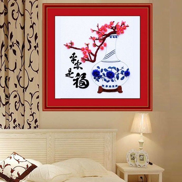 Oujin cinta bordado DIY material hecho a mano Paquete de Seguridad es Fu estilo Chino pintura colgante impresión algodón se puede lavar